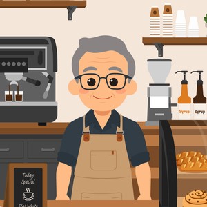 Sam, el camarero de la cafetería